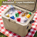 Insulated Portable Cooler Hard Shell Ice Chest with 2 Cup Holders by LJGDeals
