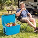 Insulated Portable Cooler Hard Shell Ice Chest with 2 Cup Holders Bottle Opener and Drain Plug
