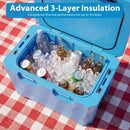 Insulated Portable Cooler Hard Shell Ice Chest with 2 Cup Holders Bottle Opener and Drain Plug by LJGDeals