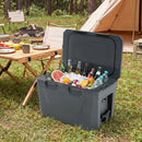 Insulated Portable Cooler Hard Shell Ice Chest with 2 Cup Holders Bottle Opener and Drain Plug