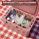 Insulated Portable Cooler Hard Shell Ice Chest with 2 Cup Holders Bottle Opener and Drain Plug by LJGDeals