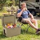 Insulated Portable Cooler Hard Shell Ice Chest with 2 Cup Holders Bottle Opener and Drain Plug
