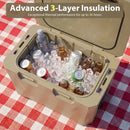 Insulated Portable Cooler Hard Shell Ice Chest with 2 Cup Holders Bottle Opener and Drain Plug by LJGDeals