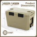 Insulated Portable Cooler Hard Shell Ice Chest with 2 Cup Holders Bottle Opener and Drain Plug by LJGDeals
