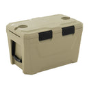 Insulated Portable Cooler Hard Shell Ice Chest with 2 Cup Holders Bottle Opener and Drain Plug
