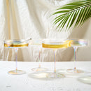 Ribbed Coupe Cocktail Glasses 8 oz | Set of 4 (Iridescent)
