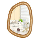 33 Inches x 23.5 Inches Irregular PVC Rattan Wall Mirror with Wooden Frame-Natural by LJGDeals