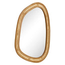 33 Inches x 23.5 Inches Irregular PVC Rattan Wall Mirror with Wooden Frame-Natural by LJGDeals