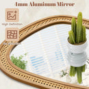 33 Inches x 23.5 Inches Irregular PVC Rattan Wall Mirror with Wooden Frame-Natural by LJGDeals