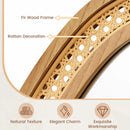 33 Inches x 23.5 Inches Irregular PVC Rattan Wall Mirror with Wooden Frame-Natural by LJGDeals