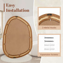 33 Inches x 23.5 Inches Irregular PVC Rattan Wall Mirror with Wooden Frame-Natural by LJGDeals