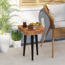Irregular Solid Teak Wood End Table with Mahogany Tapered Legs by LJGDeals