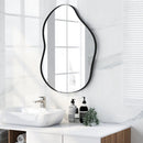 22 Inch x 30.5 Inch Irregular Wall Mounted Mirror with Premium Back Board-Black by LJGDeals