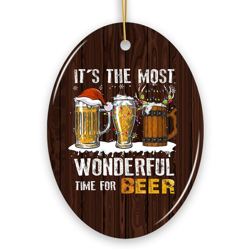 It’s the Most Wonderful Time for a Beer Funny Alcohol Themed Christmas Ornament