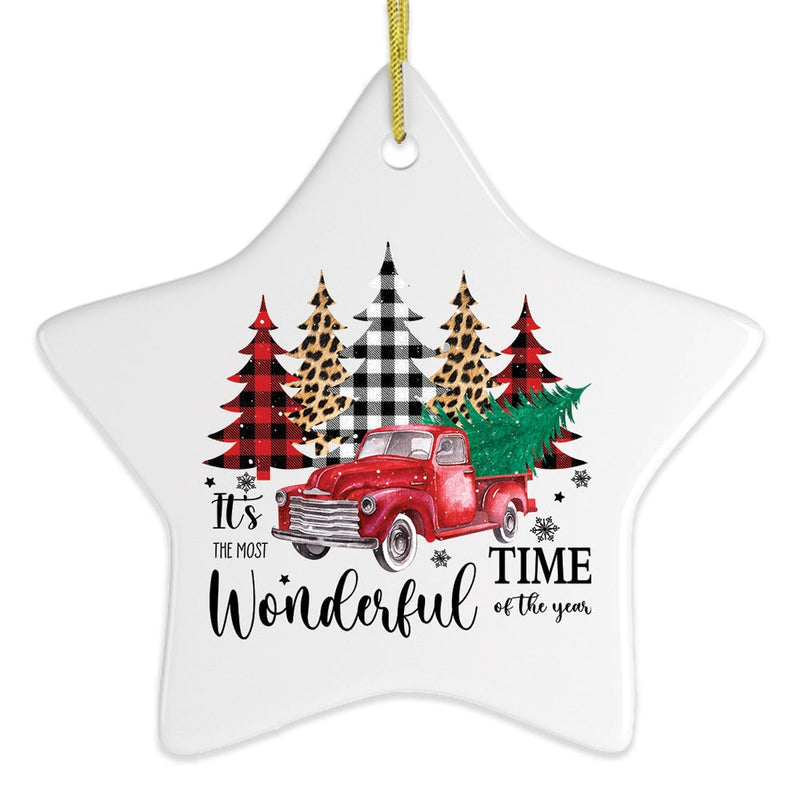 It's the Most Wonderful Time of the Year Plaid Trees Ornament