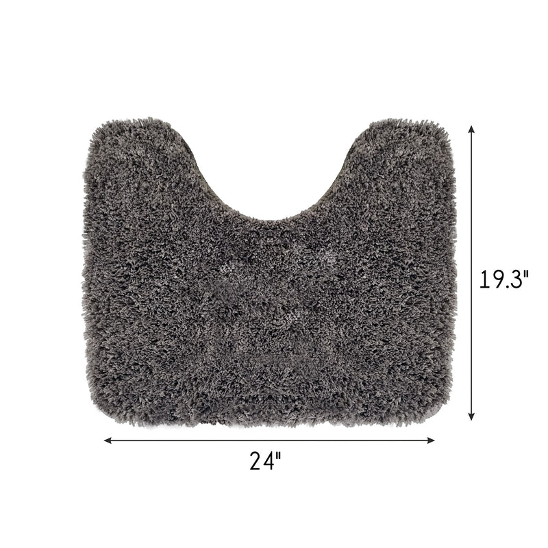 Solid Gray Bathroom Rugs Sets, Shower Rugs with Toilet Rugs U Shaped |U Shape