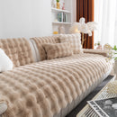 Thick Sofa Cushion Solid Color Faux Fur Fluffy Sofa Cushion Non-Slip Couch Covers