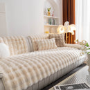 Thick Sofa Cushion Solid Color Faux Fur Fluffy Sofa Cushion Non-Slip Couch Covers
