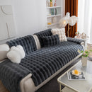 Thick Sofa Cushion Solid Color Faux Fur Fluffy Sofa Cushion Non-Slip Couch Covers