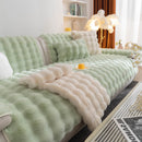 Thick Sofa Cushion Solid Color Faux Fur Fluffy Sofa Cushion Non-Slip Couch Covers