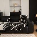 Abstract Art Sofa Cover with Wave Edge, Non Slip Couch Cover for Stylish Homes