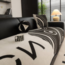 Abstract Art Sofa Cover with Wave Edge, Non Slip Couch Cover for Stylish Homes
