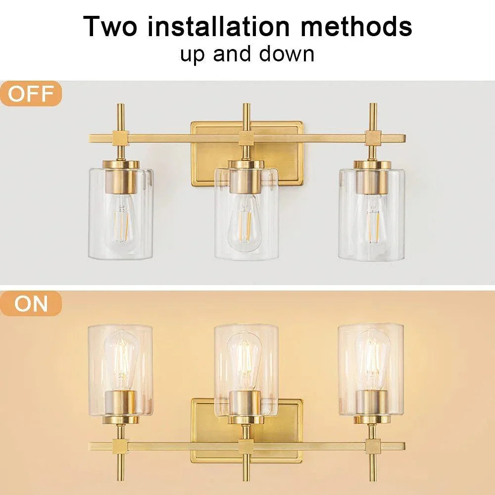 Jasper Modern Clear Glass 3-Light Bathroom Vanity Light, photo 13 of 14