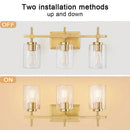 Jasper Modern Clear Glass 3-Light Bathroom Vanity Light