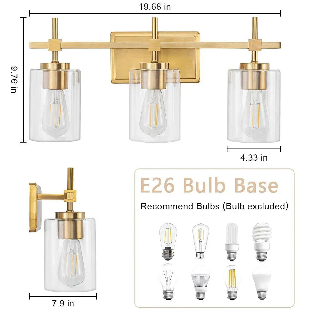 Jasper Modern Clear Glass 3-Light Bathroom Vanity Light, photo 14 of 14