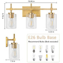 Jasper Modern Clear Glass 3-Light Bathroom Vanity Light