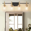 Jasper Black & Gold Clear Glass 4-Light Bathroom Vanity Light