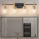 Jasper Black & Gold Clear Glass 4-Light Bathroom Vanity Light