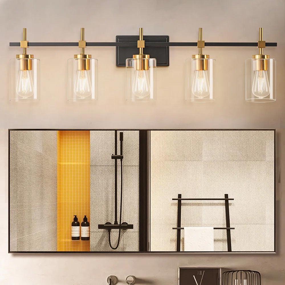 Jasper Modern Clear Glass 5-Light Bathroom Vanity Light, photo 5 of 16