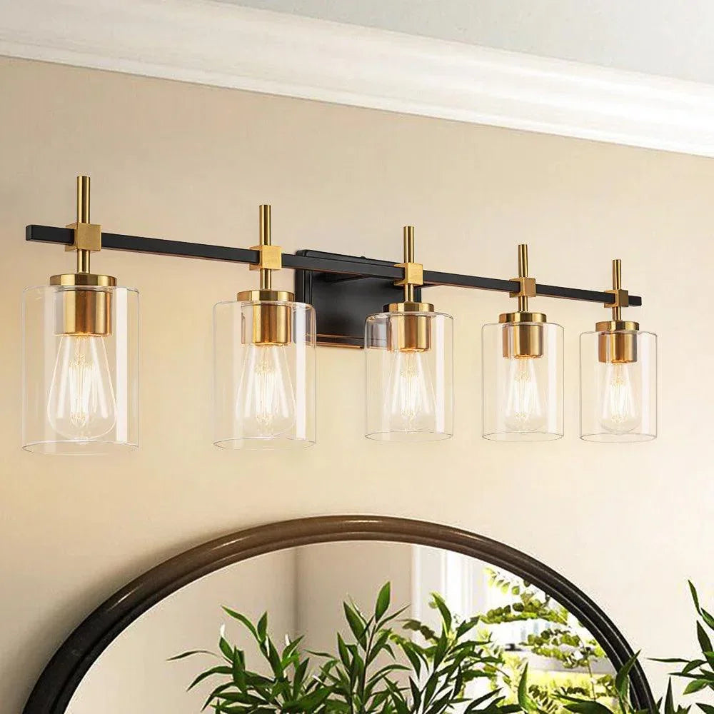 Jasper Modern Clear Glass 5-Light Bathroom Vanity Light, photo 6 of 16