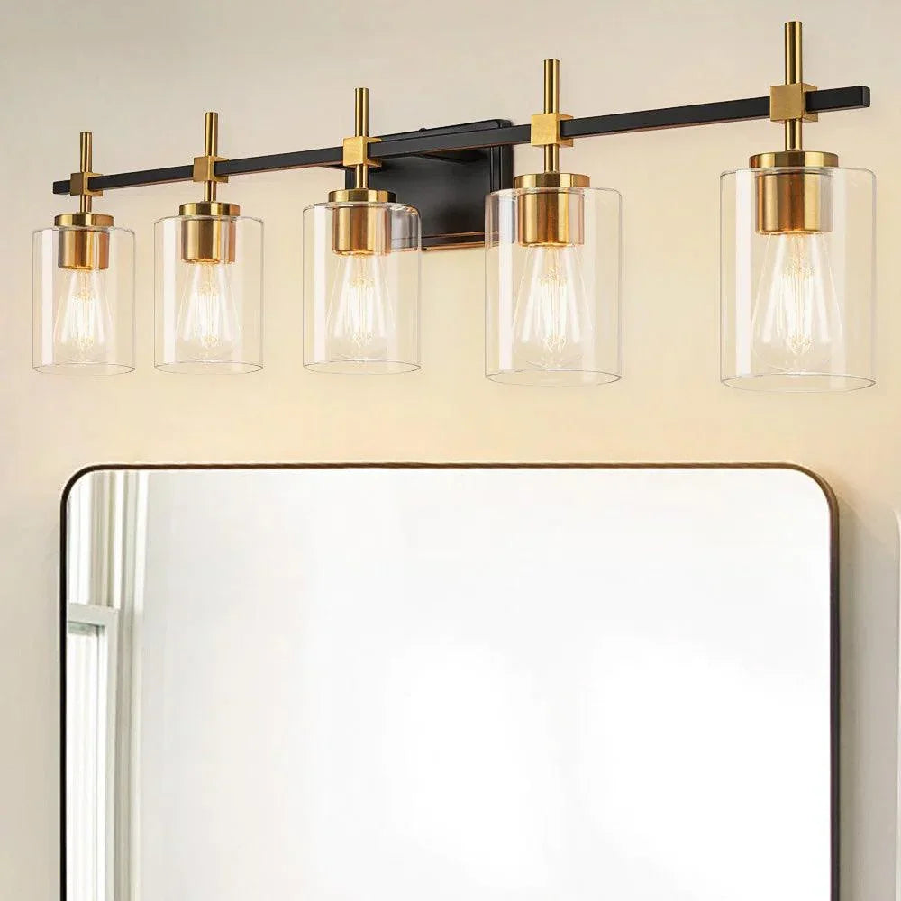 Jasper Modern Clear Glass 5-Light Bathroom Vanity Light, photo 7 of 16