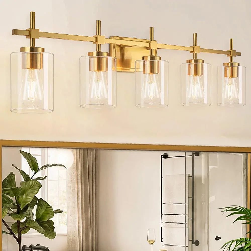 Jasper Modern Clear Glass 5-Light Bathroom Vanity Light, photo 12 of 16