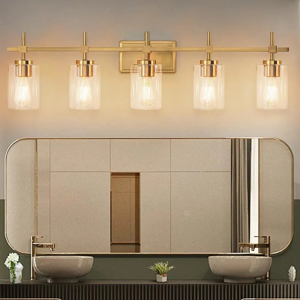 Jasper Modern Clear Glass 5-Light Bathroom Vanity Light, photo 14 of 16