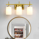 Jasper Gold Modern Frosted Glass 3-Light Bathroom Vanity Light