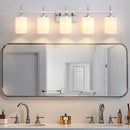 Jasper Modern Frosted Glass 5-Light Bathroom Linear Vanity Light