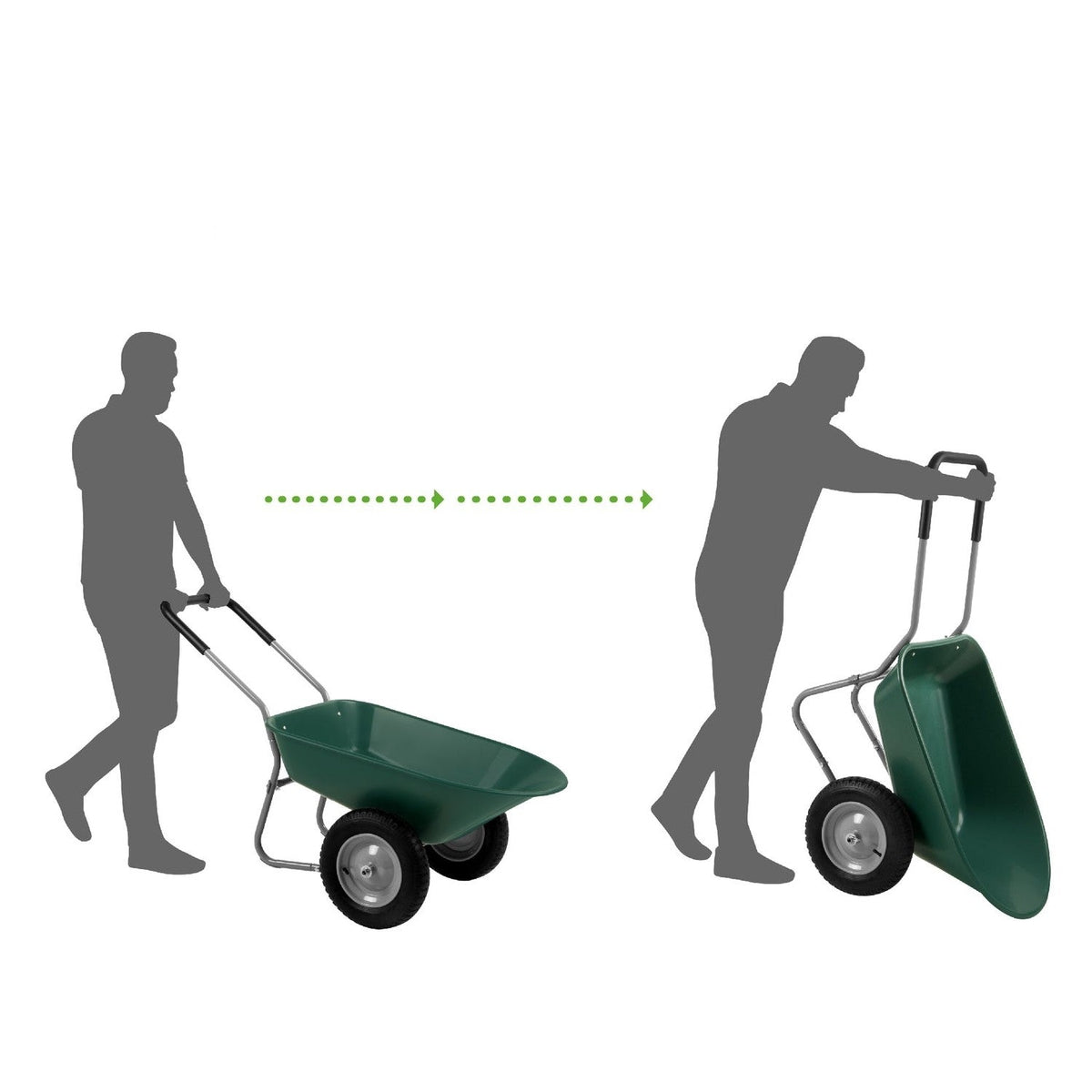 Heavy Duty 2-Wheel Multipurpose Rust Proof Wheelbarrow - Green, photo 2 of 5