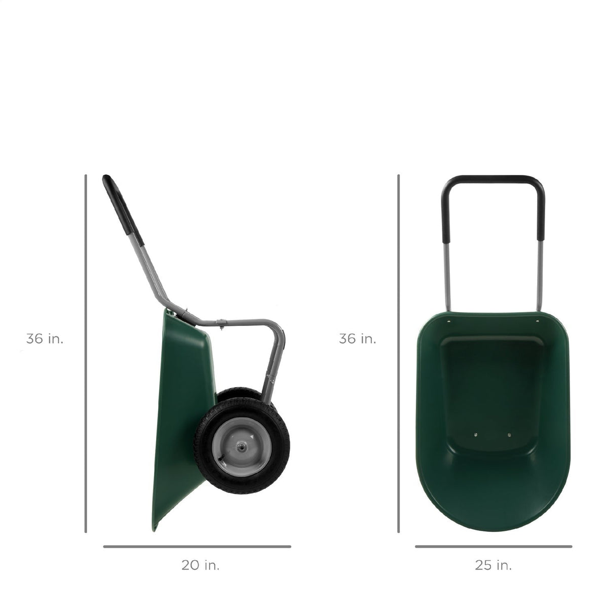 Heavy Duty 2-Wheel Multipurpose Rust Proof Wheelbarrow - Green, photo 4 of 5