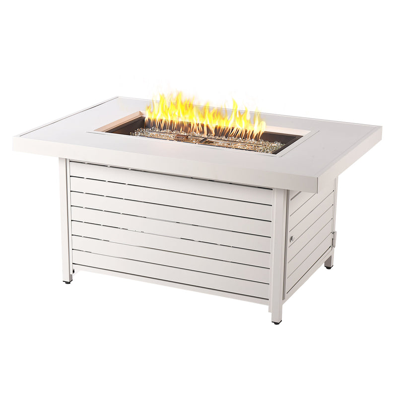 Aluminum 48-in Rectangular Propane Fire Table, Beads, Covers and Lid