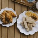 White Scalloped Serving Tray Set