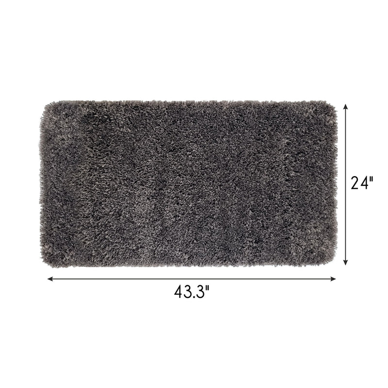 Solid Gray Bathroom Rugs Sets, Shower Rugs with Toilet Rugs U Shaped |24" x 43.3"