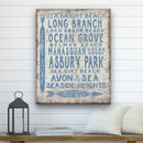 Vintage Jersey Shore Beach Sign | Asbury park, Sea Girt, Manasquan, Seaside Heights
