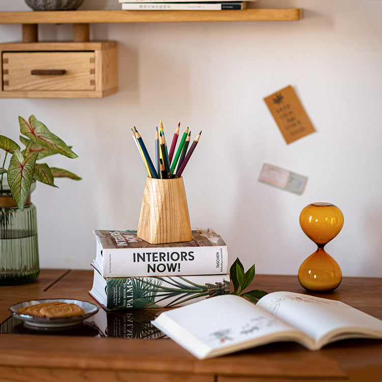 Ash Wood Desktop Pen Holder