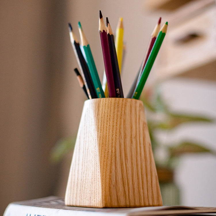 Ash Wood Desktop Pen Holder