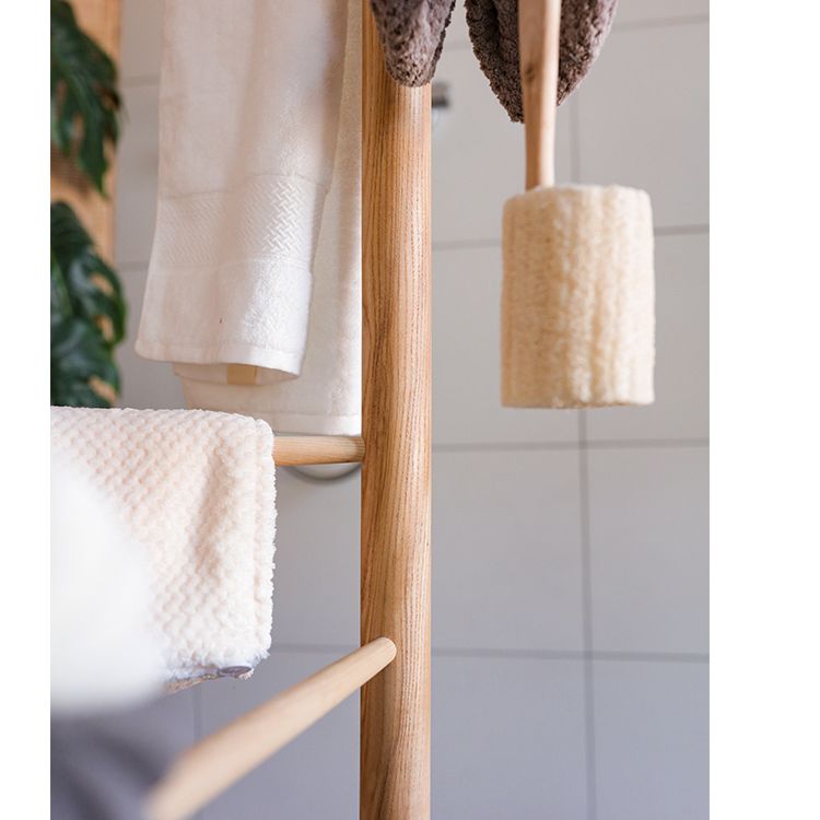 Ash Wood Bath Towel Rack Freestanding Rack for Bathroom