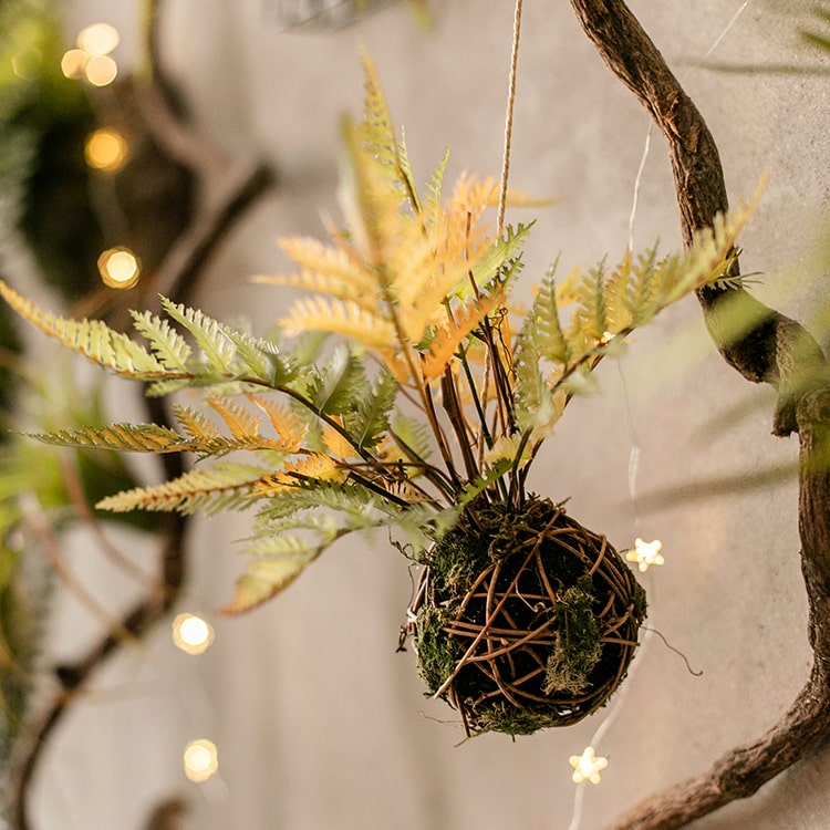 Artificial Fern Ball Faux Plant Fall Color