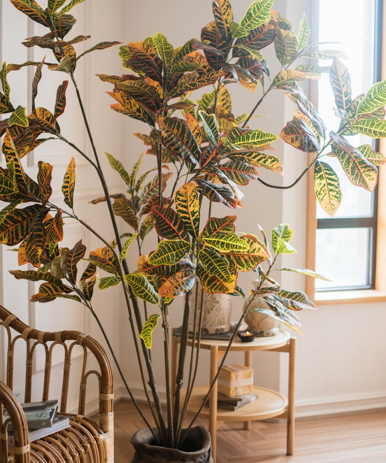 Large Leaf Artificial Croton Tree In Pot